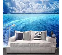 Tzxztt Trois Dimensions Nuages Blancs Ciel Bleu Océan Paysage Papier Peint 3E Moderne Soie Texturée Haut De Gamme IdéAl Pour Le Salon Et La Chambre à Coucher-300cm×210cm