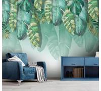 Tzxztt Vert Dégradé Feuilles Plantes Tropical Frais Papier Peint 3D Moderne Soie Texturée Haut De Gamme Idéal Pour Le Salon Et La Chambre à Coucher-350cm×256cm