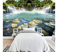 Tzxztt Vert Forêt Cascade Lac Petits Poissons Papier Peint 3E Moderne Soie Texturée Haut De Gamme IdéAl Pour Le Salon Et La Chambre à Coucher-430cm×300cm