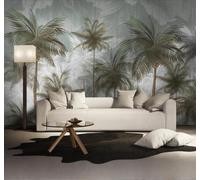 Tzxztt Vert Rétro Tropical Feuilles Dessin À La Main Plantes Papier Peint 3D Moderne Soie Texturée Haut De Gamme Idéal Pour Le Salon Et La Chambre à Coucher-430cm×300cm
