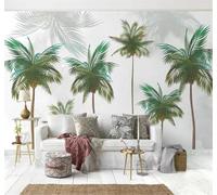Tzxztt Vert Végétal Cocotier Frais Papier Peint 3D Moderne Soie Texturée Haut De Gamme Idéal Pour Le Salon Et La Chambre à Coucher-300cm×210cm