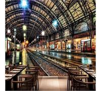 Tzxztt Voies Ferrées Quai Supermarché Extension Spatiale Papier Peint 3E Moderne Soie Texturée Haut De Gamme IdéAl Pour Le Salon Et La Chambre à Coucher-430cm×300cm