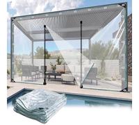 TZYYAO Bâches Plastiques Transparente étanches avec œillets,Bâches en Vinyle PVC Extérieures,2m 3m 5m 6m 7m Grands Panneaux Latéraux De Bâche Claire Et Durable,Résistant Au Vent,WxH-4x2.3m/13.1x7.5ft