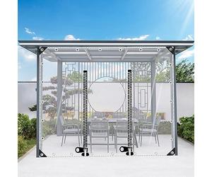 TZYYAO Bâches Transparentes en PVC Lourd Imperméable-avec Porte Zippée,Bâches Imperméables/Résistantes à La Déchirure,Panneaux Latéraux en Bâche Transparente,pour Carports,Serres,WxH-3x2.7m/9.8x8.9ft