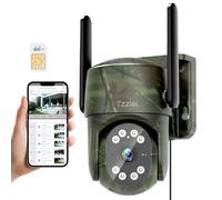 Tzziel 3G/4G caméra de Surveillance extérieur,Rotation 360° avec détection de Personnes et Suivi Automatique, 2K Vision Nocturne, Audio Bidirectionnel, Alerte, Etanche, Camera avec Carte sim