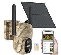 Tzziel Camera de Chasse 4G et Carte Sim,2K Camera Exterieur sans Fil avec Panneau Solaire et Batterie,Détection PIR,Vision Nocturne Colorée,Audio Bidirectionnel,Étanche IP66,360° PTZ,sans WiFi