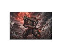 TZZKLAMNYO Âme de samouraï à la lune de sang Tableau Sur Toile Sans Cadre Modern HD Art Mural Affiche Décoration D'intérieur Pour Salon, Maison, Cadeau 16x24inch(40x60cm)