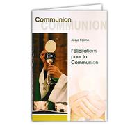U-1127/2 Carte avec Enveloppe Félicitations pour ta COMMUNION Jésus t'aime Ostie Corps du Christ Coupe Vin Sang église Catholique Fête Printemps