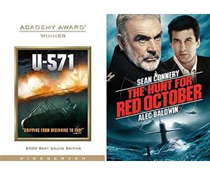U-Boat Military Submarine 571 + The Hunt For Red October Double Feature DVD 2 Sub pack Films