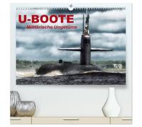 U-Boote - Militärische Ungetüme (hochwertiger Premium Wandkalender 2026 DIN A2 quer), Kunstdruck in Hochglanz: Militärische Kolosse auf Tauchgang