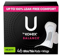 U by Kotex Balance Lot de 46 coussinets ultra fins avec ailettes - Grande absorption - L'emballage peut varier