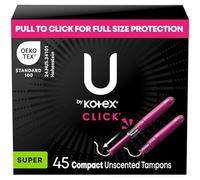 U by Kotex Click Lot de 45 tampons compacts, super absorbants, non parfumés