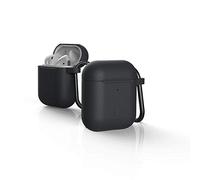 U by UAG [U] Soft-Touch Silicone Coque Apple Airpods 2 (2019) / Apple Airpods 1 (2016) [Compatible Chargement sans Fil (LED Visible), Lightning Connexion Couverture, Mousqueton] Noir