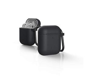 U by UAG [U] Soft-Touch Silicone Coque Apple Airpods 2 (2019) / Apple Airpods 1 (2016) [Compatible Chargement sans Fil (LED Visible), Lightning Connexion Couverture, Mousqueton] Noir