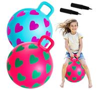 U&C Planet 38 cm 2X Ballons Sauteurs Enfant 3-6 Ans avec Pompe Coeur