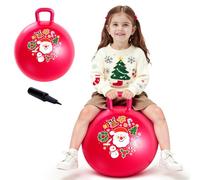 U&C Planet 45 cm Christmas Hüpfball - Fantastique Ballon rebondissant de Noël au Design Festif, Ballon Hopperball Cadeau pour Enfants de 3 à 8 Ans, avec Pompe à air et