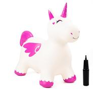 U&C Planet Animal Sauteur Cheval Sauteur Licorne avec Couverture en Peluche, capacité de Charge de 100 kg, pour Enfants de 1 à 6 Ans, Cadeau d'anniversaire et de Noël, pour l'intérieur et l'extérieur