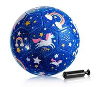 U&C Planet Ballon de Football Size 3 pour Enfants âgés de 3 à 8 Ans Motif Licorne Bleue Scintillante Comprend Une Pompe à Main et Un Sac en Filet Ballon de Football pour Jouer à l'intérieur