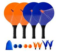 U&C Planet Beachball Set Paddle Ball Game Jeu de Raquette de Plage en Bois pour Enfants&Famille 4 pagaies 4 balles, et 4 Birdies Jouets pour Jardin Beach Party