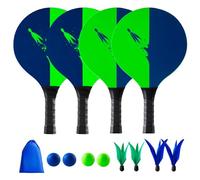 U&C Planet Beachball Set Paddle Ball Game Jeu de Raquette de Plage en Bois pour Enfants&Famille 4 pagaies 4 balles, et 4 Birdies Jouets pour Jardin Beach Party