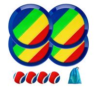 U&C Planet Jeu de Balle à Scratch Jeu de Lancer Balle étanche Enfants 3-12 Ans Set de 2 Ballons de Plage 4 pagaies & 4 balles avec 1 Sac de Rangement Toss et Catch Ball Famille Jeux d'extérieur