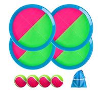 U&C Planet Jeu de Balle à Scratch Jeu de Lancer Balle étanche Enfants 3-12 Ans Set de 2 Ballons de Plage 4 pagaies & 4 balles avec 1 Sac de Rangement Toss et Catch Ball Famille Jeux d'extérieur