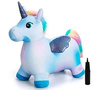 U&C Planet Licorne Animal Gonflable Sauteur pour Enfants de 1 à 6 Ans | Charge Max. 100 kg, Jouet d'Équilibre Sauteur, Idéal pour Anniversaire et Noël, Convient pour l'Intérieur et l'Extérieur