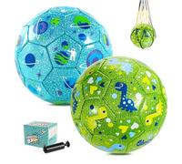 U&C Planet Pack de 2 Ballons de Football Taille 2 pour Enfants 1-6 AnsInclus 1 Pompe à Main et 2 Filets de Transport Jouet pour Intérieur et Extérieur Cadeau Enfant