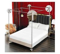 U Cadre de lit à baldaquin à 4 Coins en Acier Inoxydable avec moustiquaire pour Rideaux argentés, Cadre de Chambre à Coucher King Queen Twin Pleine Taille (Taille : California King)