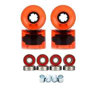 U/ D Lot de 4 roues de patins à roulettes 78A haute flexibilité avec roulements installés pour intérieur et extérieur (orange transparent)