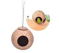 U/D Nid d'oiseau naturel en coquille de noix de coco pour animal domestique, perroquet, perruche, calopsitte, conure, canari, pinson, colombe, hamster, rat, gerbille, souris