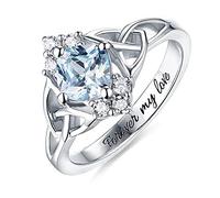 U/D Personnalisé Celtic Band Birthstone Bague personnalisée Argent 925 Wedding Band Promise Ring pour les femmes