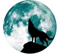 U/D Sticker mural phosphorescent, motif loup lumineux et lune, pour chambre d'enfant, garçon, fille, 3 tailles au choix (vert clair, 15 x 15 cm)