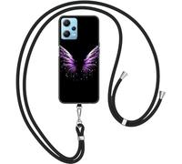 U.DARELIKE Coque avec Cordon pour Xiaomi Redmi Note 12 Pro Plus 5G Étui Collier Silicone Housse Protection Ailes Violettes Motif Mignon Gel TPU Souple Lanière en Corde pour Redmi Note 12 Pro Plus 5G