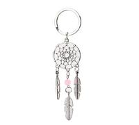 U/K Porte-clés en métal avec perle en forme de plume et attrape-rêves Rose, taille unique, Métal