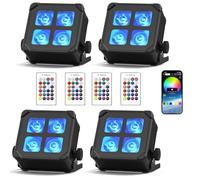 U`King 4PCS 4x10W étanche Par LED Batterie, RGBWA UV IP65 Lumiere de Scene Extérieur avec Télécommande, Support APP, IR, Sans fil 2,4 GHz pour Pluie Piscine Mariage Disco DJ Spectacle Halloween