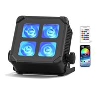U`King 4x10W étanche Par LED Batterie, RGBWA UV IP65 Lumiere de Scene Extérieur avec Télécommande, Support APP, IR, Sans fil 2,4 GHz pour Pluie Piscine Mariage Disco DJ Spectacle Halloween