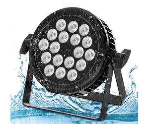 U`King RGBW IP65 Etanche Par LED Exterieur, 18 LED x 10W Jeu de Lumiere Scene Effets avec Imperméable D MX Câble, Projecteur de Scene pour Mariage Fête Saison des Pluies Halloween Noël