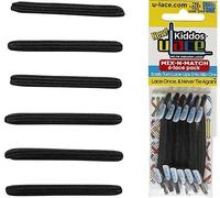 U-LACE Kiddos Black Lacets élastiques noirs Enfants 3 à 7 ans pour Converse, Vans,Nike, Adidas, DC Shoes