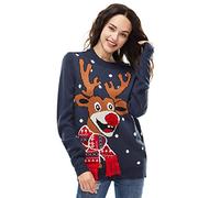 U LOOK UGLY TODAY Chandail de Noël laide, Pull drôle Chunky Fair Isle avec Flocon de Neige Santa Reindeer, Festive Unisexe Festive Xmas Pull à Manches Longues pour la fête