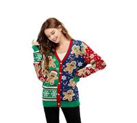 U LOOK UGLY TODAY Chandail de Noël laide, Pull drôle Chunky Fair Isle avec Flocon de Neige Santa Reindeer, Festive Unisexe Festive Xmas Pull à Manches Longues pour la fête