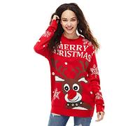 U LOOK UGLY TODAY Chandail de Noël laide, Pull drôle Chunky Fair Isle avec Flocon de Neige Santa Reindeer, Festive Unisexe Festive Xmas Pull à Manches Longues pour la fête