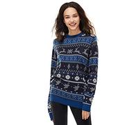 U LOOK UGLY TODAY Chandail de Noël Moche Femmes, nouveauté drôle Noël Jumper avec Flocon de Neige Santa Reindeer, Pull Unisexe Festif Festif Chunky tricoté pour la fête