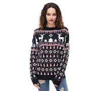 U LOOK UGLY TODAY Chandail de Noël Moche Femmes, nouveauté drôle Noël Jumper avec Flocon de Neige Santa Reindeer, Pull Unisexe Festif Festif Chunky tricoté pour la fête