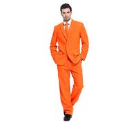 U LOOK UGLY TODAY Homme Costume Party Suit de Noel Coupe Normale Costumes de Fête Camaïeu y Compris Le Pantalon et la Cravate, Orange, XXL