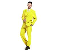 U LOOK UGLY TODAY Homme Costume Party Suit de Noel Coupe Normale Costumes de Fête Camaïeu y Compris Le Pantalon et la Cravate, Or, XXL