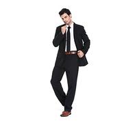 U LOOK UGLY TODAY Homme Costume Party Suit de Noel Coupe Normale Costumes de Fête Camaïeu y Compris Le Pantalon et la Cravate, Noir, L