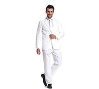U LOOK UGLY TODAY Homme Costume Party Suit de Noel Coupe Normale Costumes de Fête Camaïeu y Compris Le Pantalon et la Cravate, Blanc, XXL