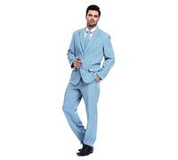 U LOOK UGLY TODAY Homme Costume Party Suit de Noel Coupe Normale Costumes de Fête Camaïeu y Compris Le Pantalon et la Cravate Bleu Clair S