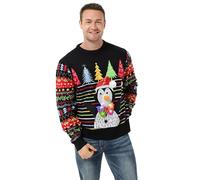 U LOOK UGLY TODAY Pull de Noël Laid, LED Sweat à Tricoté Drôle de Noël pour Hommes Femmes Unisexe Sweat-Shirt Festif Unisexe pour Noël Cool LED Fairisle Xmas Sweater Top